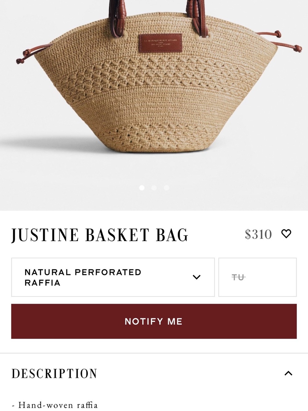 Sezane Justine Basket Bag in Natural Perforated Raffia - Picture 2 of 9
